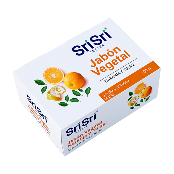 Jabón ayurvédico vegetal naranja y tulasi